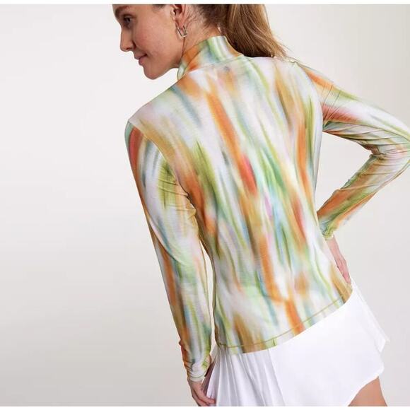 CALIA Women's Filtered Flora Multi Tissue Texture 1/4 Zip Golf Pullover Size L - Picture 2 of 7